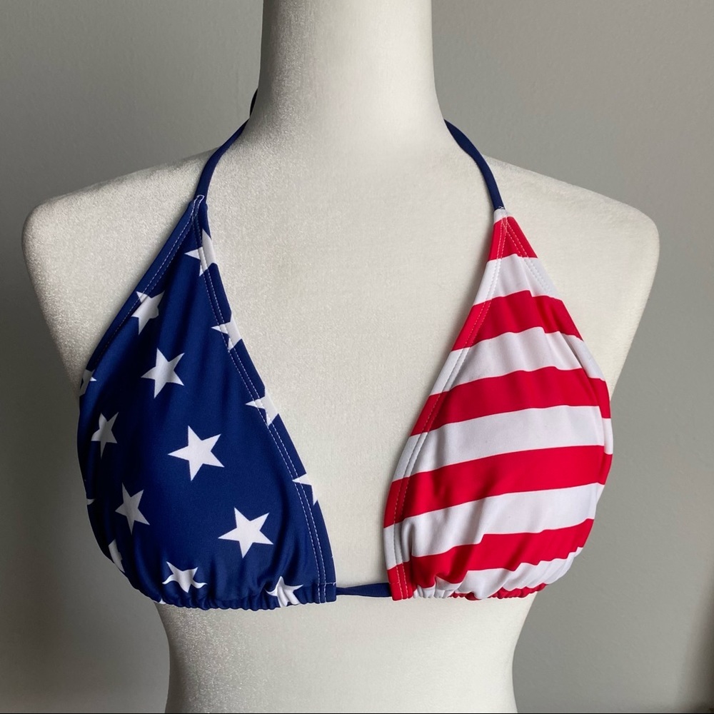 ❤️ String Bikini Top Size XL American Flag 🇺🇸